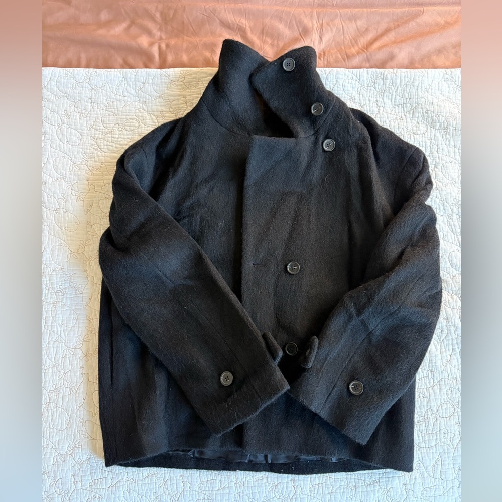 Arket Brushed Wool Black Coat